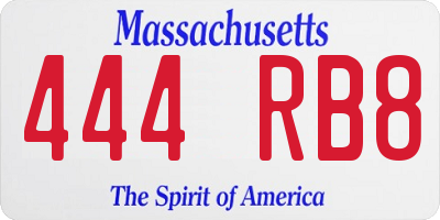 MA license plate 444RB8