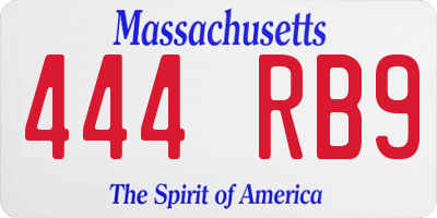 MA license plate 444RB9