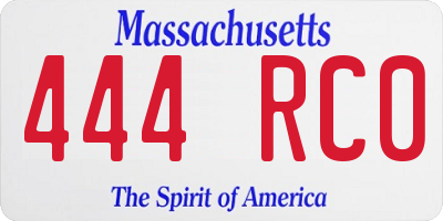 MA license plate 444RC0