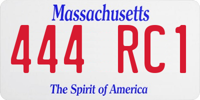 MA license plate 444RC1