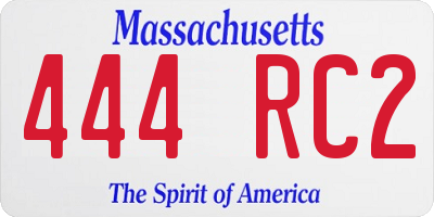 MA license plate 444RC2