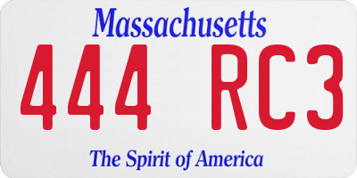 MA license plate 444RC3