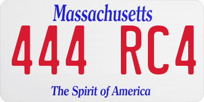 MA license plate 444RC4