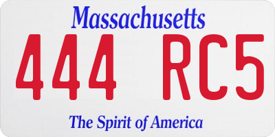 MA license plate 444RC5