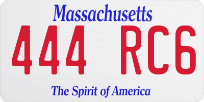 MA license plate 444RC6
