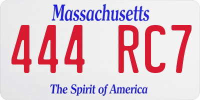 MA license plate 444RC7