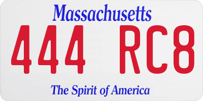 MA license plate 444RC8