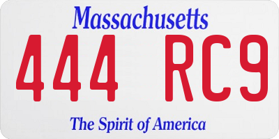 MA license plate 444RC9
