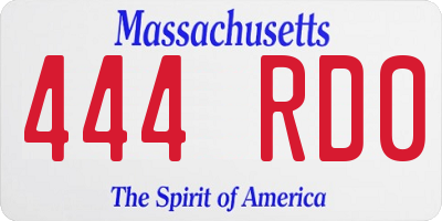 MA license plate 444RD0