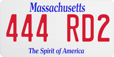 MA license plate 444RD2