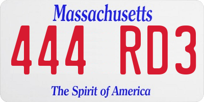 MA license plate 444RD3