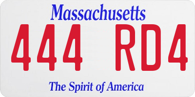 MA license plate 444RD4