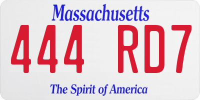 MA license plate 444RD7