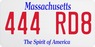 MA license plate 444RD8