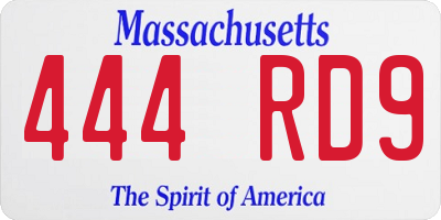 MA license plate 444RD9