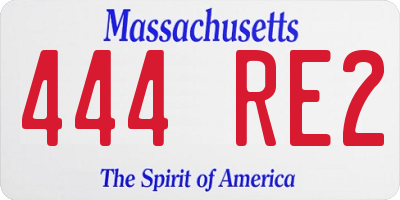 MA license plate 444RE2