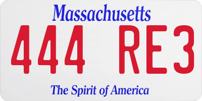 MA license plate 444RE3