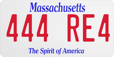 MA license plate 444RE4
