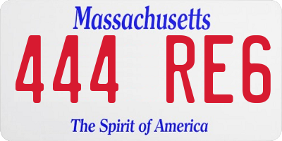 MA license plate 444RE6