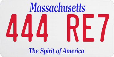 MA license plate 444RE7