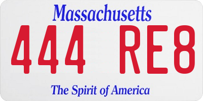 MA license plate 444RE8