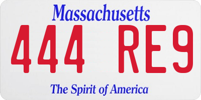 MA license plate 444RE9