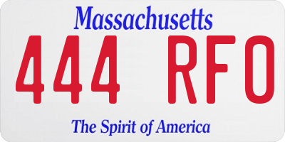 MA license plate 444RF0