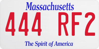 MA license plate 444RF2