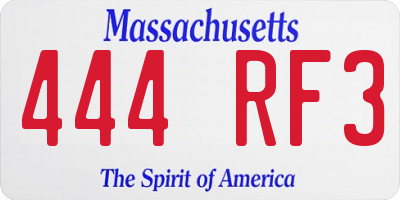 MA license plate 444RF3