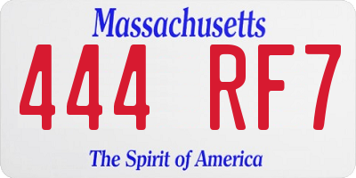 MA license plate 444RF7