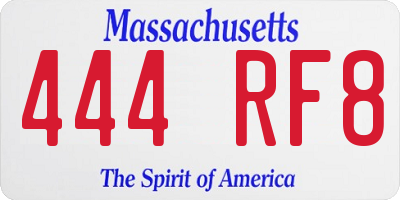 MA license plate 444RF8