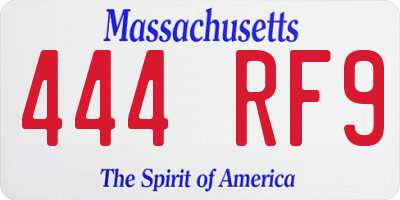 MA license plate 444RF9