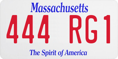 MA license plate 444RG1