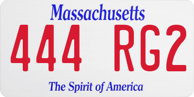 MA license plate 444RG2