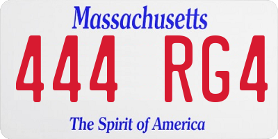 MA license plate 444RG4