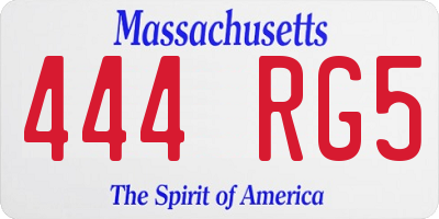 MA license plate 444RG5