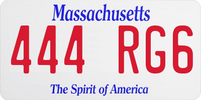 MA license plate 444RG6