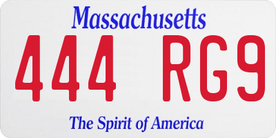 MA license plate 444RG9