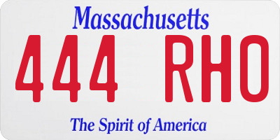 MA license plate 444RH0