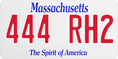 MA license plate 444RH2