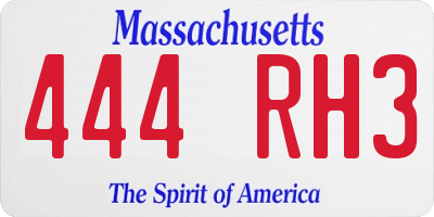 MA license plate 444RH3