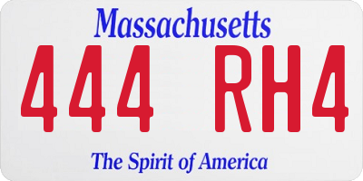 MA license plate 444RH4