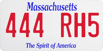 MA license plate 444RH5