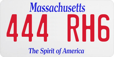 MA license plate 444RH6