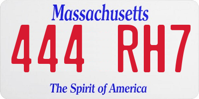MA license plate 444RH7