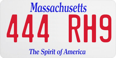 MA license plate 444RH9