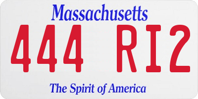 MA license plate 444RI2