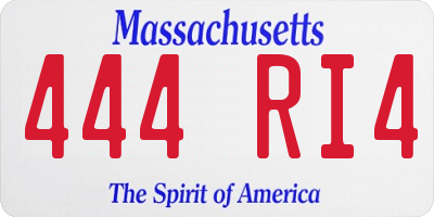 MA license plate 444RI4