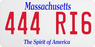 MA license plate 444RI6