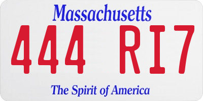 MA license plate 444RI7
